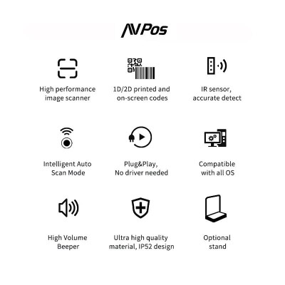 LECTOR CODIGOS AVPOS BP760 OMNIDIRECCIONAL SOBREMESA USB 1D +2D + QR