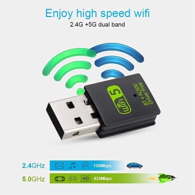 WIRELESS ADAPTADOR ONEWAY WIFI 600MBPS + BLUETOOTH 5.0 BLACK