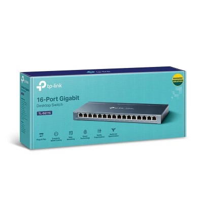 SWITCH TP-LINK 16 PUERTOS GIGABIT TL-SG1016P POE+ METALICA