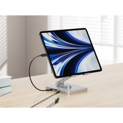 SOPORTE + DOCK USB-C CONCEPTRONIC HDMI USB-C PD 100W USB MICROSD SILVER