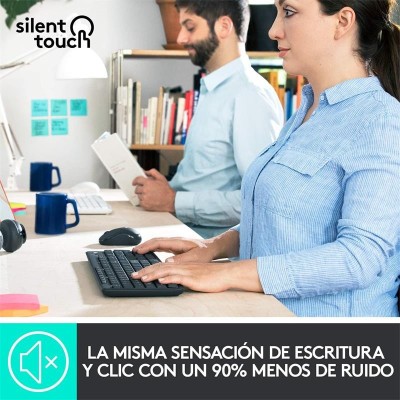 KIT TECLADO Y RATON WIRELESS SILENT TOUCH MK295 LOGITECH GRIS