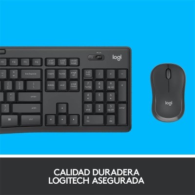 KIT TECLADO Y RATON WIRELESS SILENT TOUCH MK295 LOGITECH GRIS