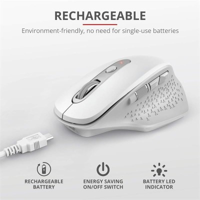 RATON TRUST OZAA ERGONOMICO RECARGABLE WIRELESS WHITE