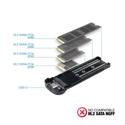 CAJA EXTERNA TOOQ ALUMINIO SSD M.2 NVME USB 3.1 BLACK