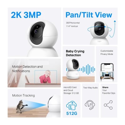 CAMARA IP TP-LINK TAPO TC71 WIFI 2K 360 INTERIOR