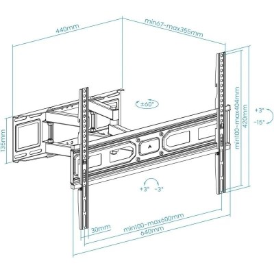 SOPORTE TV MONITOR TOOQ 37-80 40KG INCLINABLE/GIRATORIO BLACK