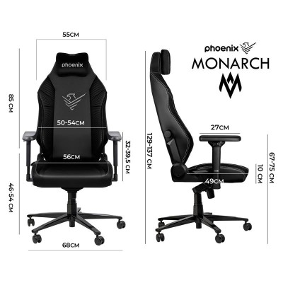 SILLA GAMING PHOENIX CUERO MONARCH TALLA R BLACK