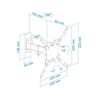 SOPORTE TV MONITOR TOOQ 13-42 GIRATORIO/INCLINABLE 20KG MAX