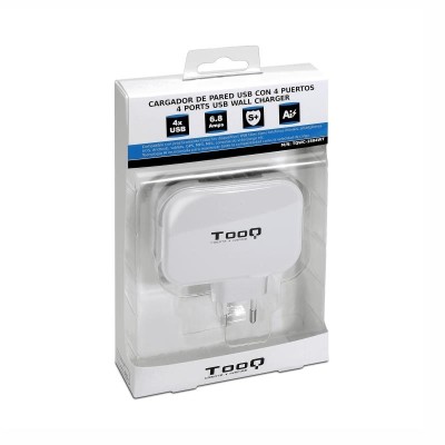 CARGADOR SMARTPHONE/TABLET TOOQ 4 PUERTOS USB WHITE