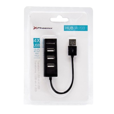 HUB USB PHOENIX 4 PUERTOS USB 2.0 BLACK