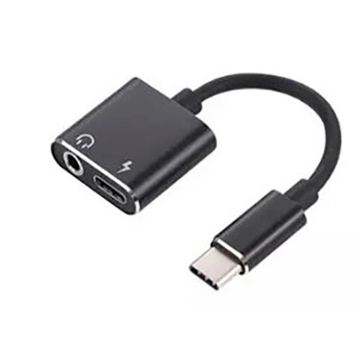 ADAPTADOR 2 EN 1 USB-C A AUDIO 3.5MM + USB-C 15CM BLACK