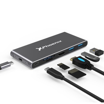 CAJA EXTERNA PHOENIX M.2 SSD SATA M2 USB-C + HUB 7EN1 USB-C+USB+HDMI+SD 60W