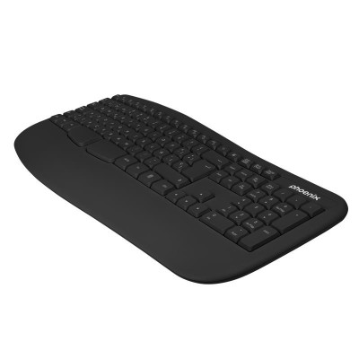 TECLADO PHOENIX K201 ERGONOMICO WIRELESS BLACK