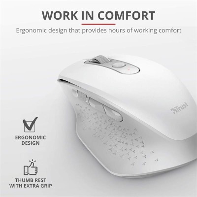 RATON TRUST OZAA ERGONOMICO RECARGABLE WIRELESS WHITE