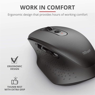 RATON TRUST OZAA ERGONOMICO RECARGABLE WIRELESS BLACK