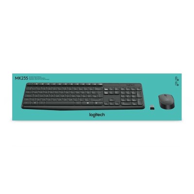 TECLADO + RATON LOGITECH MK235 WIRELESS BLACK