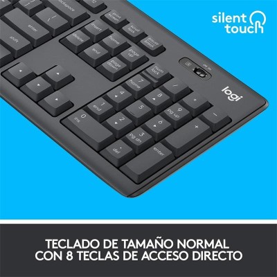 KIT TECLADO Y RATON WIRELESS SILENT TOUCH MK295 LOGITECH GRIS