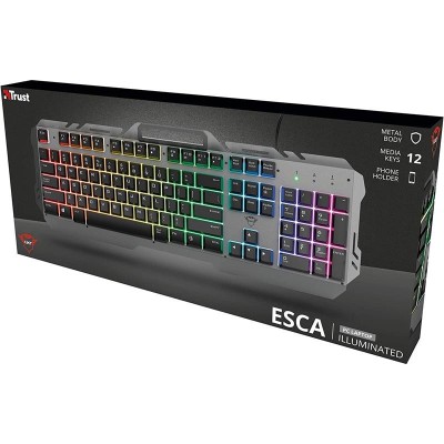 TECLADO TRUST GXT 853 ESCA GAMING METALICO USB RGB