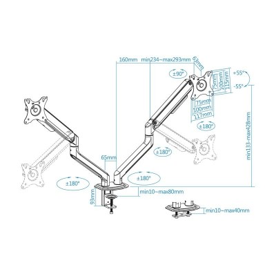 SOPORTE DE MESA TV/MONITOR TOOQ 17-32 2 BRAZOS WHITE