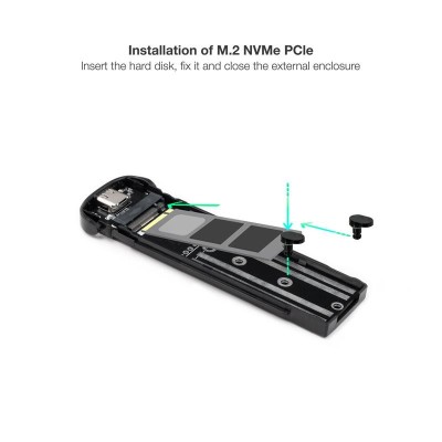 CAJA EXTERNA TOOQ ALUMINIO SSD M.2 NVME USB 3.1 BLACK