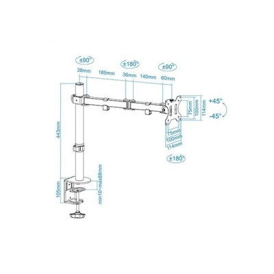 SOPORTE DE MESA TV MONITOR TOOQ DB1032TN-B 13-32 1 BRAZO