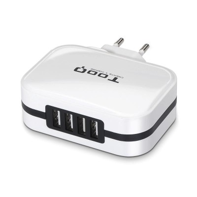 CARGADOR SMARTPHONE/TABLET TOOQ 4 PUERTOS USB WHITE