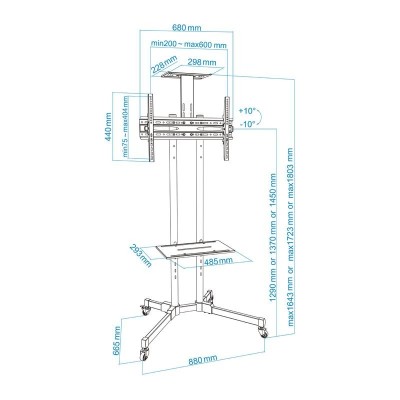 SOPORTE TV MONITOR TOOQ SUELO 37 - 70 50KG BLACK