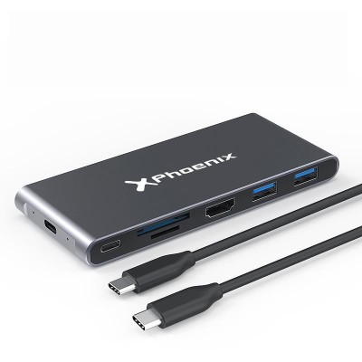 CAJA EXTERNA PHOENIX M.2 SSD SATA M2 USB-C + HUB 7EN1 USB-C+USB+HDMI+SD 60W