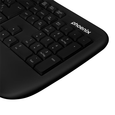 TECLADO PHOENIX K201 ERGONOMICO WIRELESS BLACK