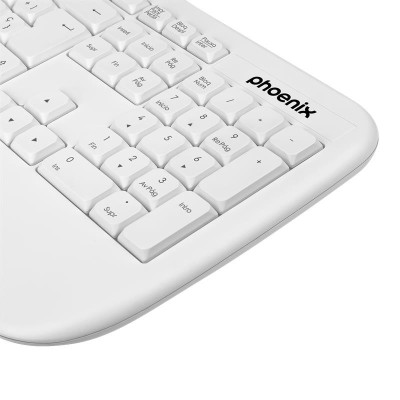 TECLADO PHOENIX K201 ERGONOMICO WIRELESS WHITE