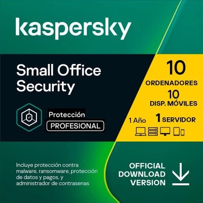 ANTIVIRUS KASPERSKY SMALL OF. SEC. 1L SERVER + 10L PC + 10L ANDROID L.ELEC