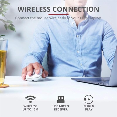 RATON TRUST OZAA ERGONOMICO RECARGABLE WIRELESS WHITE