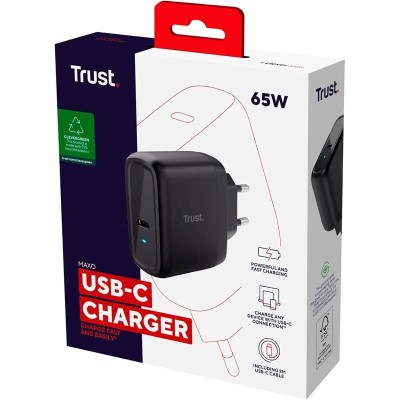 CARGADOR TRUST MAXO USB-C 65W 2M BLACK