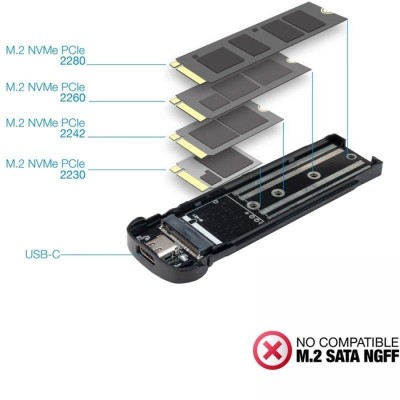 CAJA EXTERNA TOOQ ALUMINIO SSD M.2 NVME USB 3.1 RED