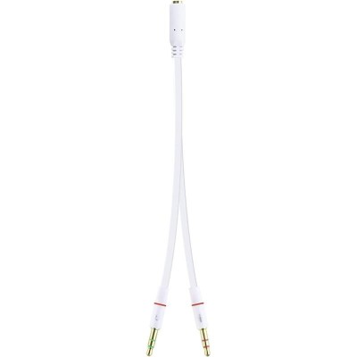 CABLE AUDIO NANOCABLE JACK 3.5/H - X2 JACK 3.5/M 20CM WHITE