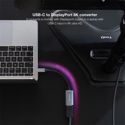 CABLE CONVERSOR USB-C THUNDERBOLT 3 A DISPLAYPORT 15CM GREY