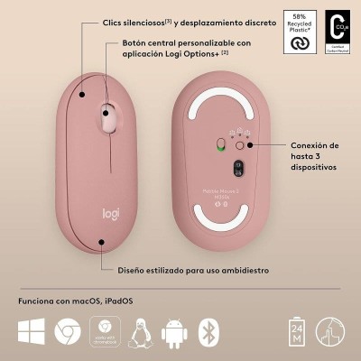 RATON LOGITECH PEBBLE 2 M350S WIRELESS ROSE