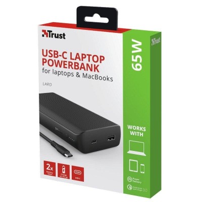 BATERIA EXTERNA TRUST 65W PARA PORTATIL USB-C BLACK