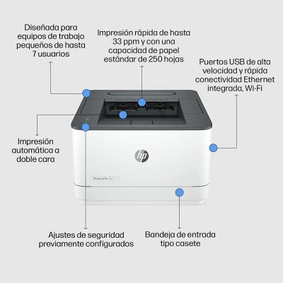 IMPRESORA HP LASERJET PRO LASER MONOCROMO 3002DW DUPLEX WHITE