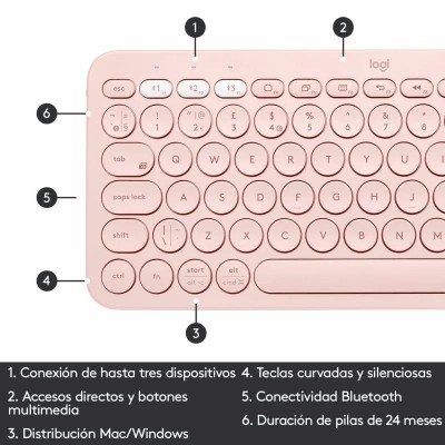 TECLADO LOGITECH K380 TKL BLUETOOTH MULTI-DEVICE ROSE