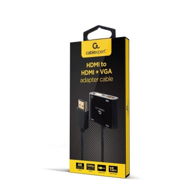 ADAPTADOR GEMBIRD HDMI/M A HDMI/H + VGA/H + CABLE AUDIO BLACK