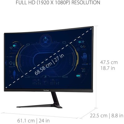 MONITOR GAMING VIEWSONIC 27 165HZ CURVO MULTIM ERGONOMICO HDMI DP 3YR GAR