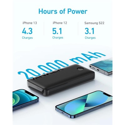 POWERBANK ANKER 335 20000MAH 15W USB-C BLACK