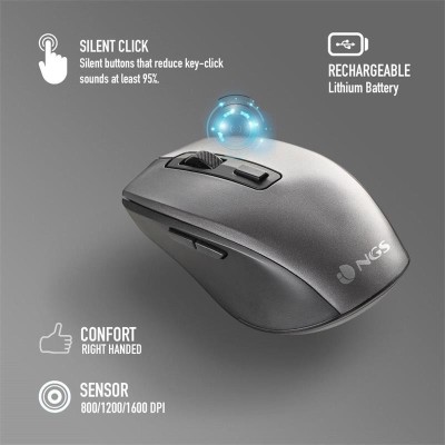 TECLADO + RATON NGS ECLIPSE SLIM SILENT WIRELESS BT MULTI RECARGABLE GREY