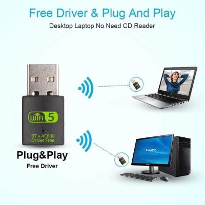 WIRELESS ADAPTADOR ONEWAY WIFI 600MBPS + BLUETOOTH 5.0 BLACK