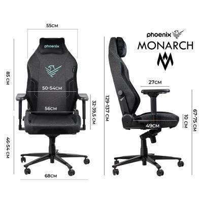 SILLA GAMING PHOENIX TELA MONARCH TALLA R BLACK/BLUE