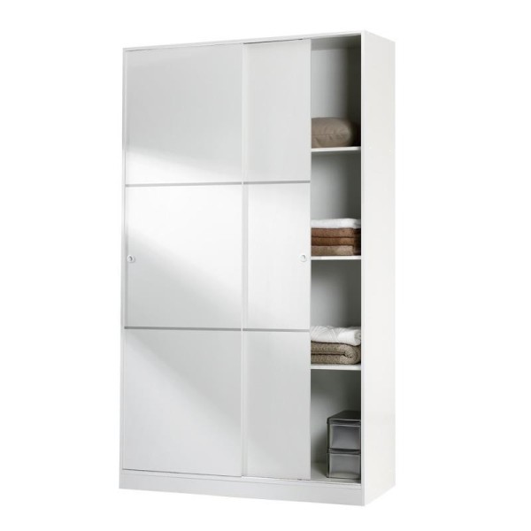 ARMARIO 2 PUERTAS CORREDERAS 200X120X50CM BLANCO BRILLO MOMI