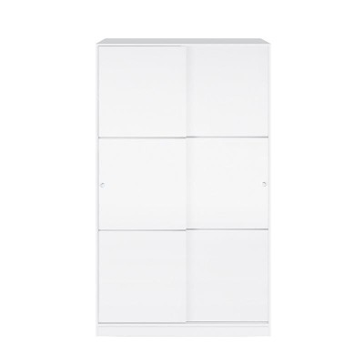 ARMARIO 2P CORREDERAS 200X120X50CM BLANCO BRILLO MOMI