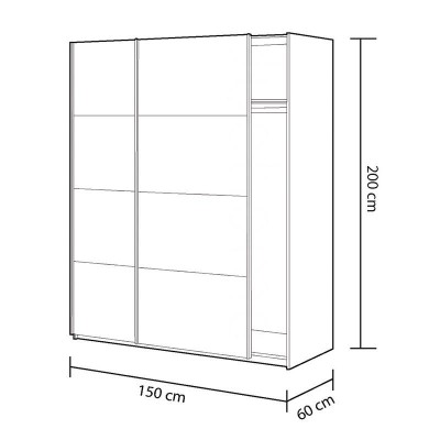 ARMARIO 2P CORREDERAS 200X150X60CM BL. ARTIK/CEMENTO MOMI