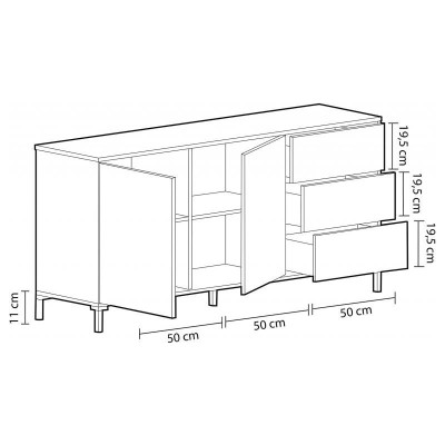 APARADOR BROOKLYN 2 PUERTAS + 3 CAJONES 74X154X41CM R.CANADIAN MOMI